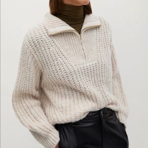 Mango wool blend half zip sweater